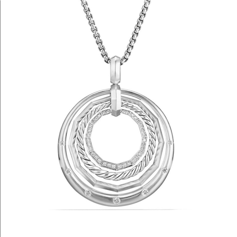 David Yurman Stax Pave Diamond Pendent Necklace